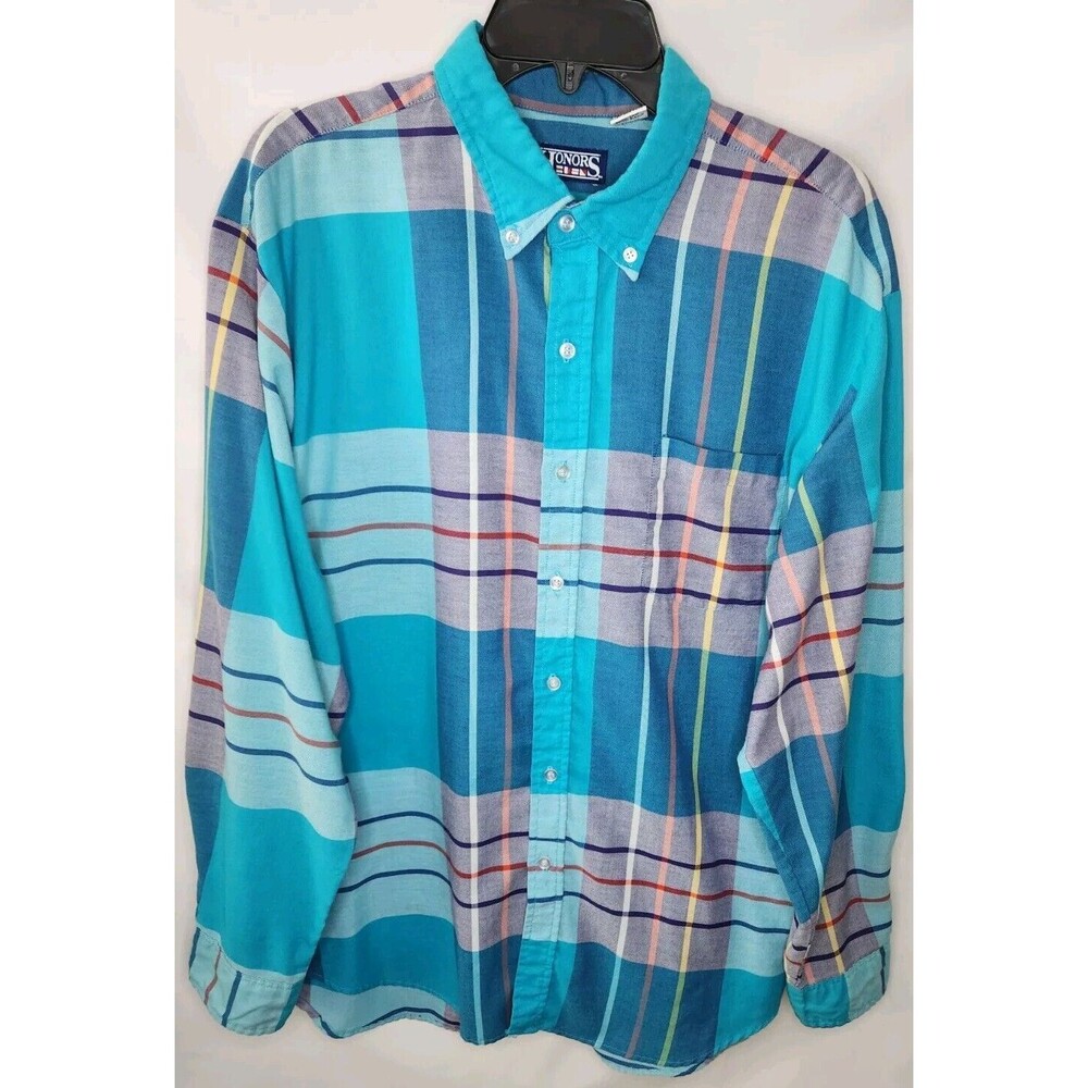 HONORS Men's Plaid Long Sleeved Button Down Shirt Size XL